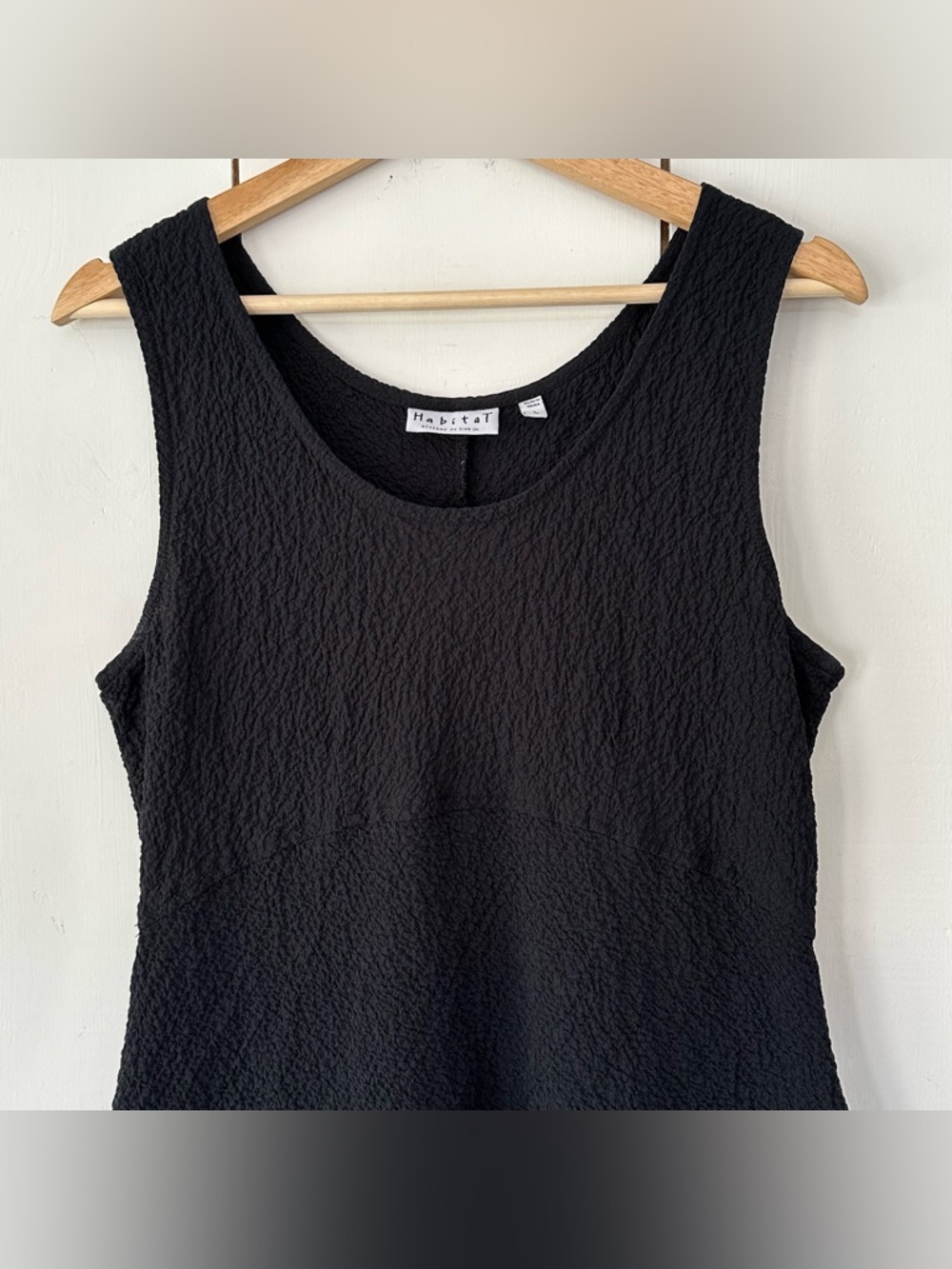 Habitat Crinkled Sleeveless Dress Sz L Black Stretchy - Picture 4 of 8